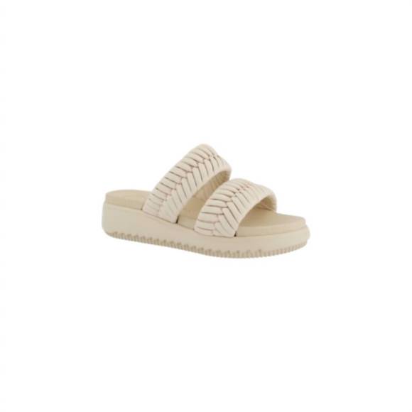 NEW PAUL GREEN women's ashton shell braid platform slide sandal in beige